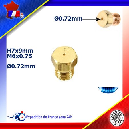 Injecteur gaz ou gicleur gaz de 0,72mm pour cuisinière SMEG