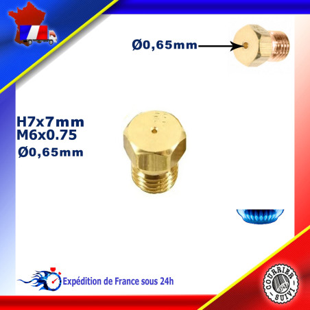 Injecteur gaz ou gicleur gaz de 0,65mm pour cuisinière ROSIERES