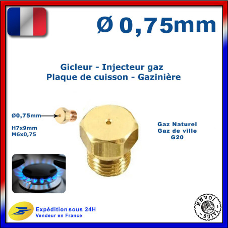 Gicleur gaz de ville 0.75mm 0,75mm cuisinière plaque cuisson