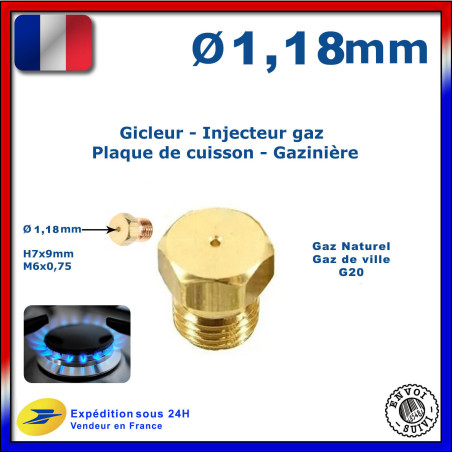 Gicleur gaz de ville 1.18mm 1,18mm cuisinière plaque cuisson