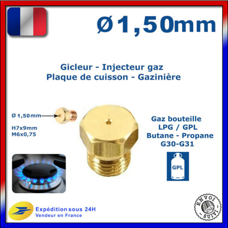 Gicleur gaz bouteille 1.50mm 1,50mm cuisinière gazinière