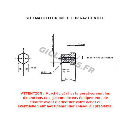 Gicleur gaz de ville 0.60mm 0,60mm cuisinière plaque cuisson