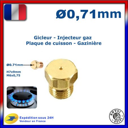 Injecteur gaz ou gicleur gaz de 0,71mm pour cuisinière FAURE