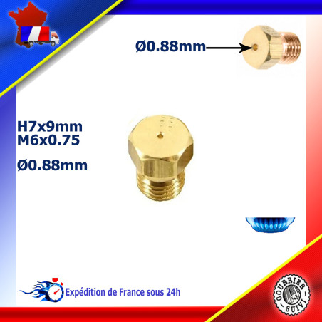 Injecteur gaz ou gicleur gaz de 0,88mm pour cuisinière FAURE