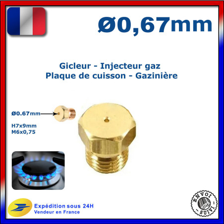 Injecteur gaz ou gicleur gaz de 0,67mm pour cuisinière SMEG